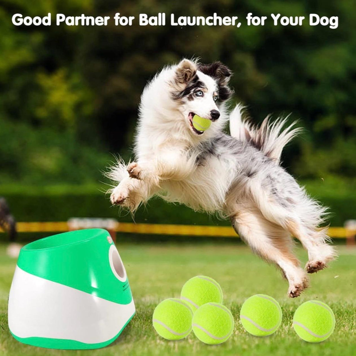 Automatic Dog Ball Launcher, Dog Ball Thrower with 3 Launching Distance, Interactive Dog Toys for Small & Medium Dogs Indoor & Outdoor, 3 Mini Tennis Balls (2 inch) Included, Orange/Green Color